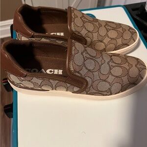 Coach Tan and Brown Slip-On Sneakers